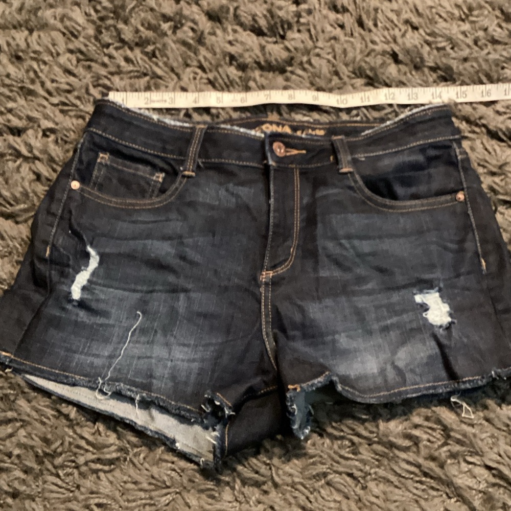 Arizona Jean Company Dark Blue Distressed Jean Shorts
